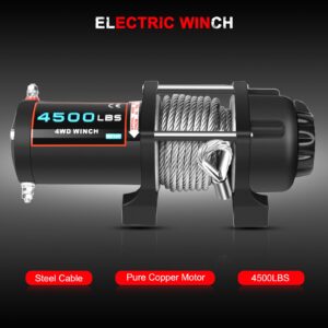 Cabrestante 4500LBS cable eléctrico cabrestante cuerda de acero 4x4 todoterreno camión ATV UTV-
