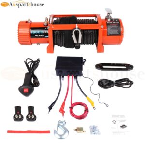 13000LBS 12V New Front Electric Winch Synthetic Rope Waterproof Towing Truck 4WD