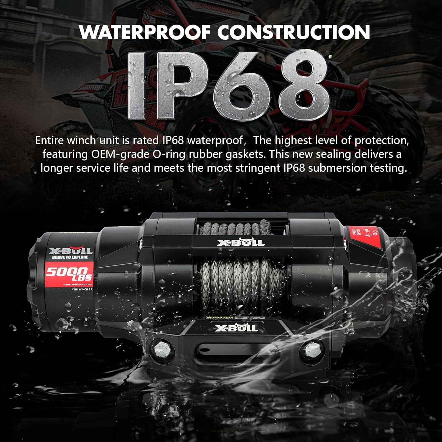X-BULL Electric Winch 5000lbs ATV Winch 12V Synthetic Rope Trailer UTV 4WD Boat - Image 4