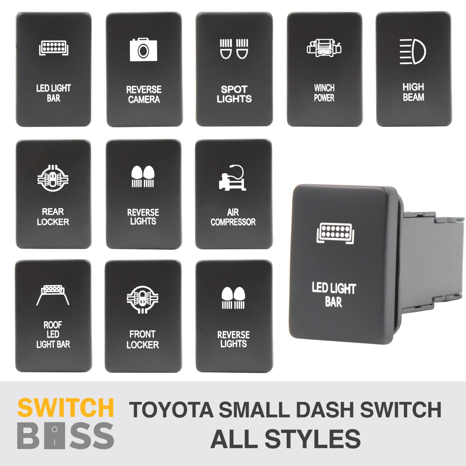 BLUE LED Push Switch 50 STYLES fits Toyota SMALL Replacement Landcruiser Hilux