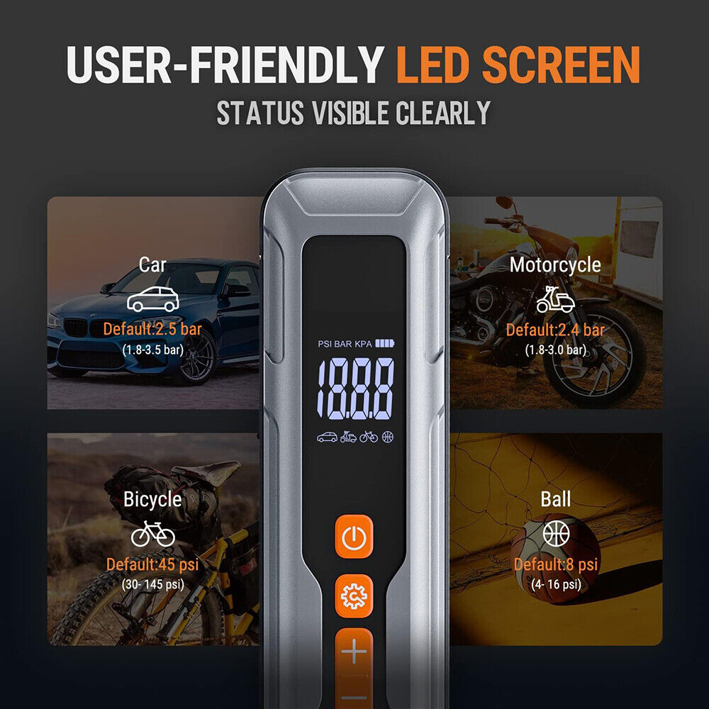 Tire Inflator Portable Air Compressor 150 PSI Rechargeable LED Display Cordless - Image 3