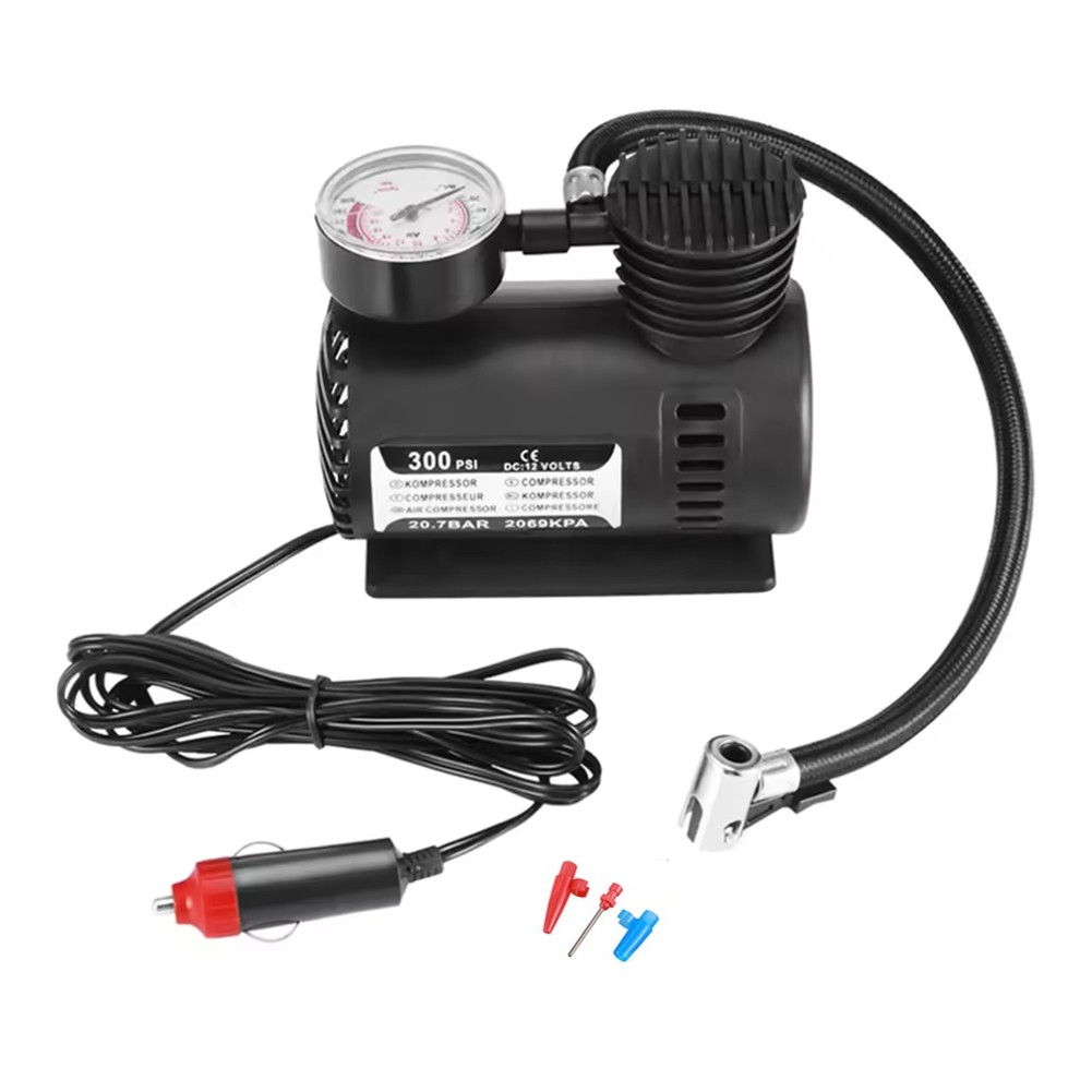 12V Small Car Tire Air Pump Inflator Wired Electric Air Compressor with 39334