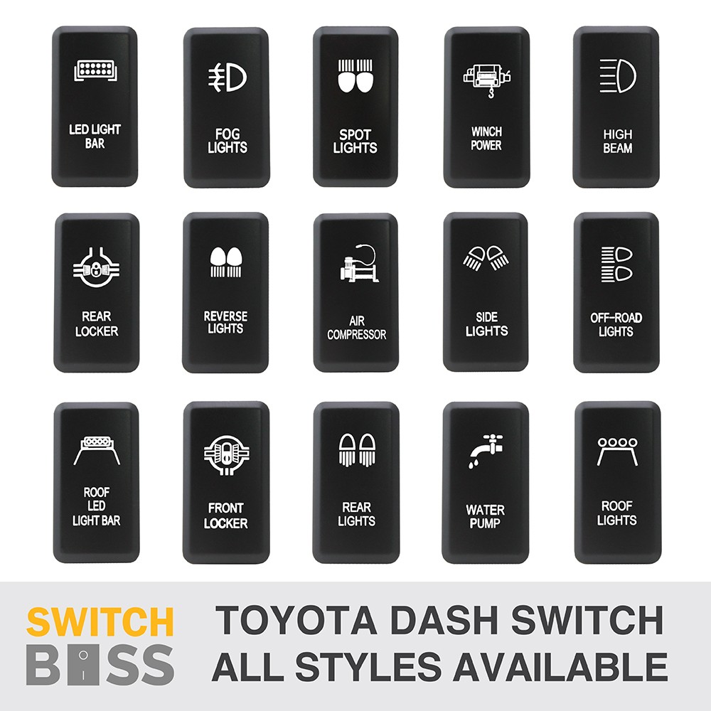 Push Switch GREEN LED 50 STYLES suit Toyota LARGE OEM Landcruiser Prado Hilux