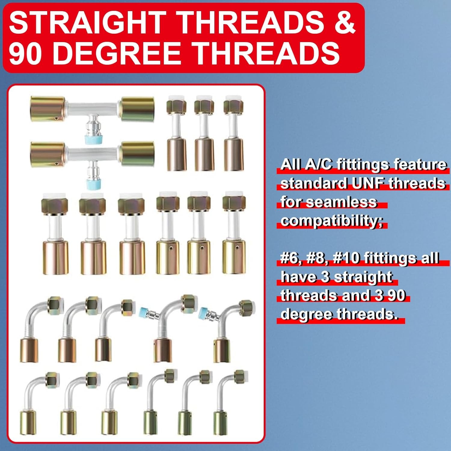 Automotive A/C Air Conditioning Ext Length Hoses Fitting O-ring Kit #6#8#10 Hose - Image 2