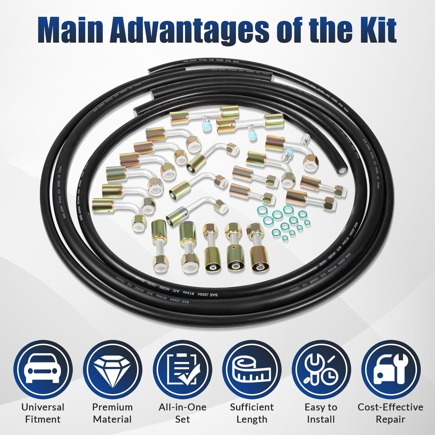 Automotive A/C Air Conditioning Ext Length Hoses Fitting O-ring Kit #6#8#10 Hose - Image 4