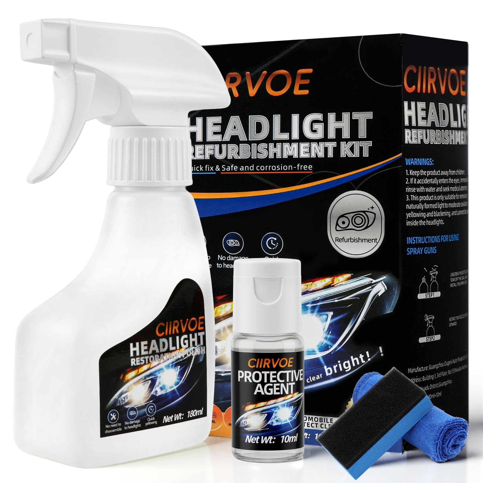 Kit de restauración de faros automotrices - Líquido de renovación y limpiador de pulido para- - Image 2