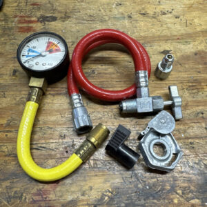 Vintage Automotive Air Conditioning Filling Set Hoses And Guage Fits On Can A/C