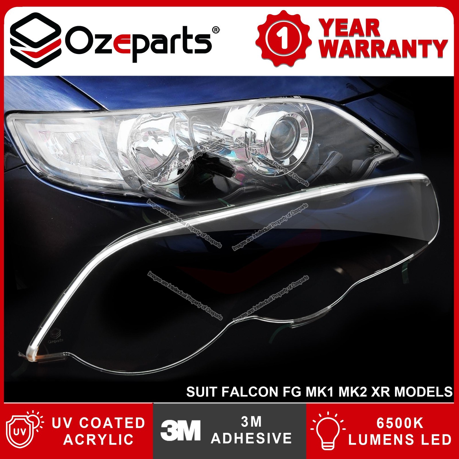 Par de protectores de faros con tira LED DRL para Ford Falcon FG XR XR6 XR8-