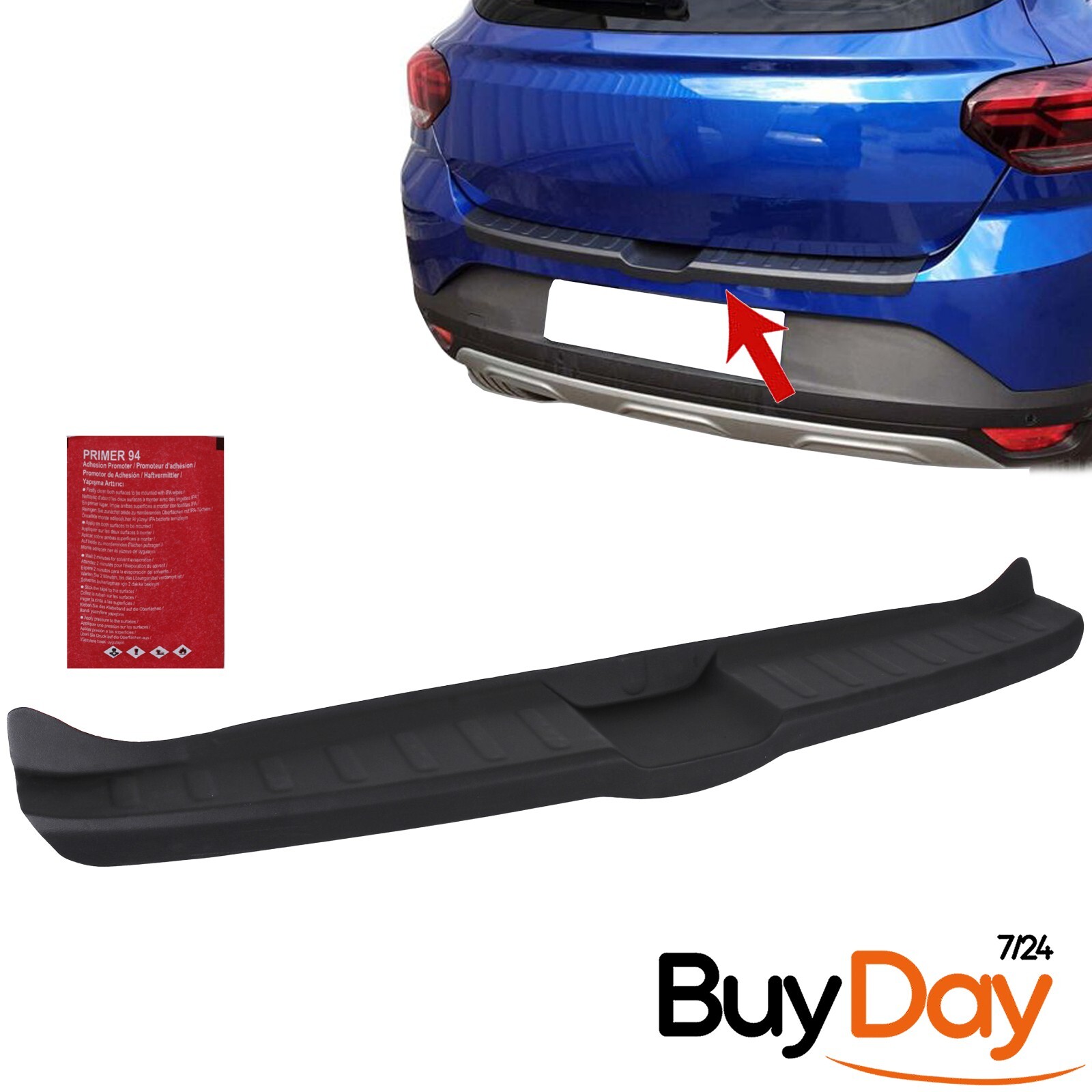 Protector de alféizar trasero negro mate ABS Dacia Sandero Stepway 2021+-