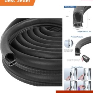 Tira de sellado de puerta automotriz universal de 40 pies - Junta impermeable y reductora de ruido-