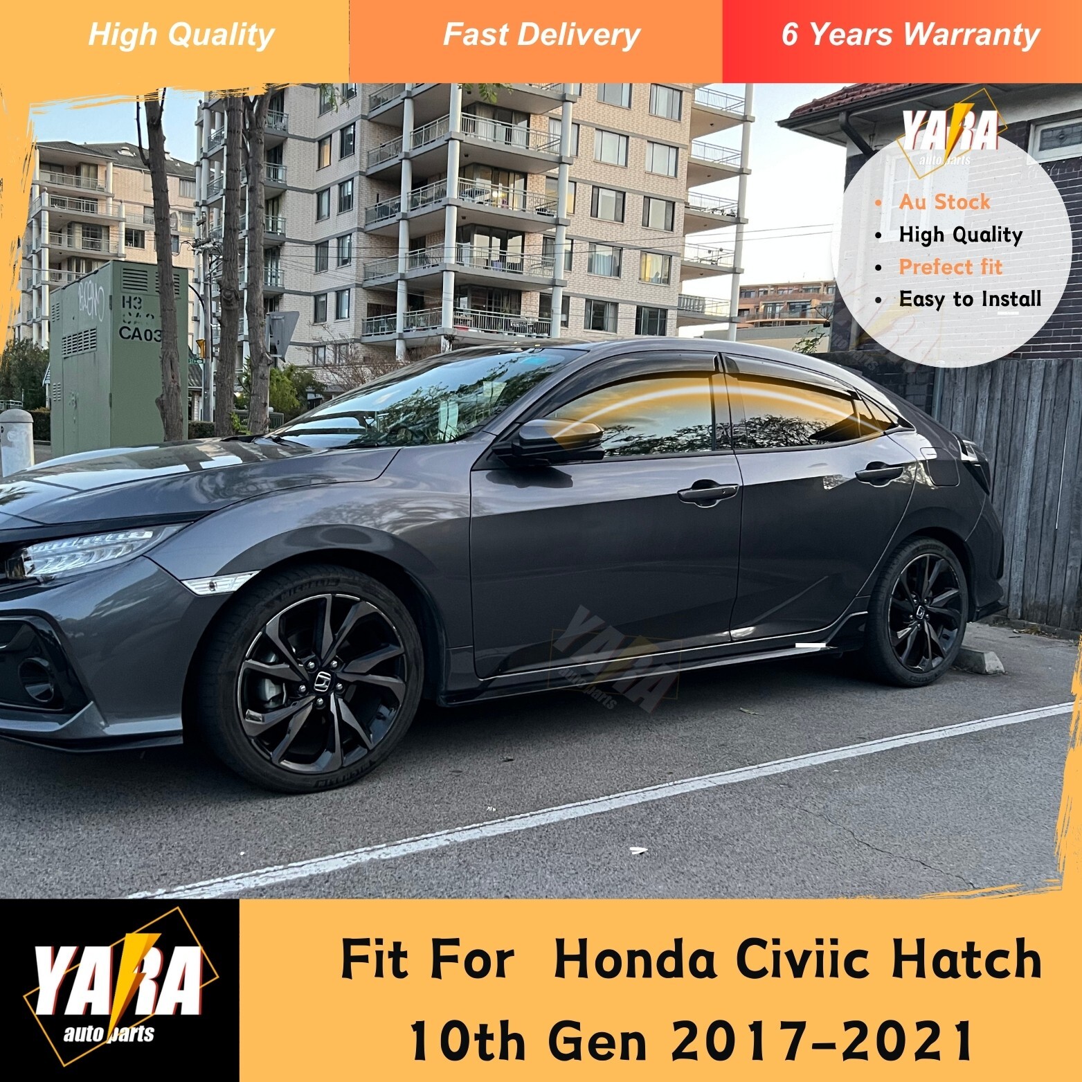 Injection weather shields for Honda Civic Hatch 10th Gen2017-2021 weathershield