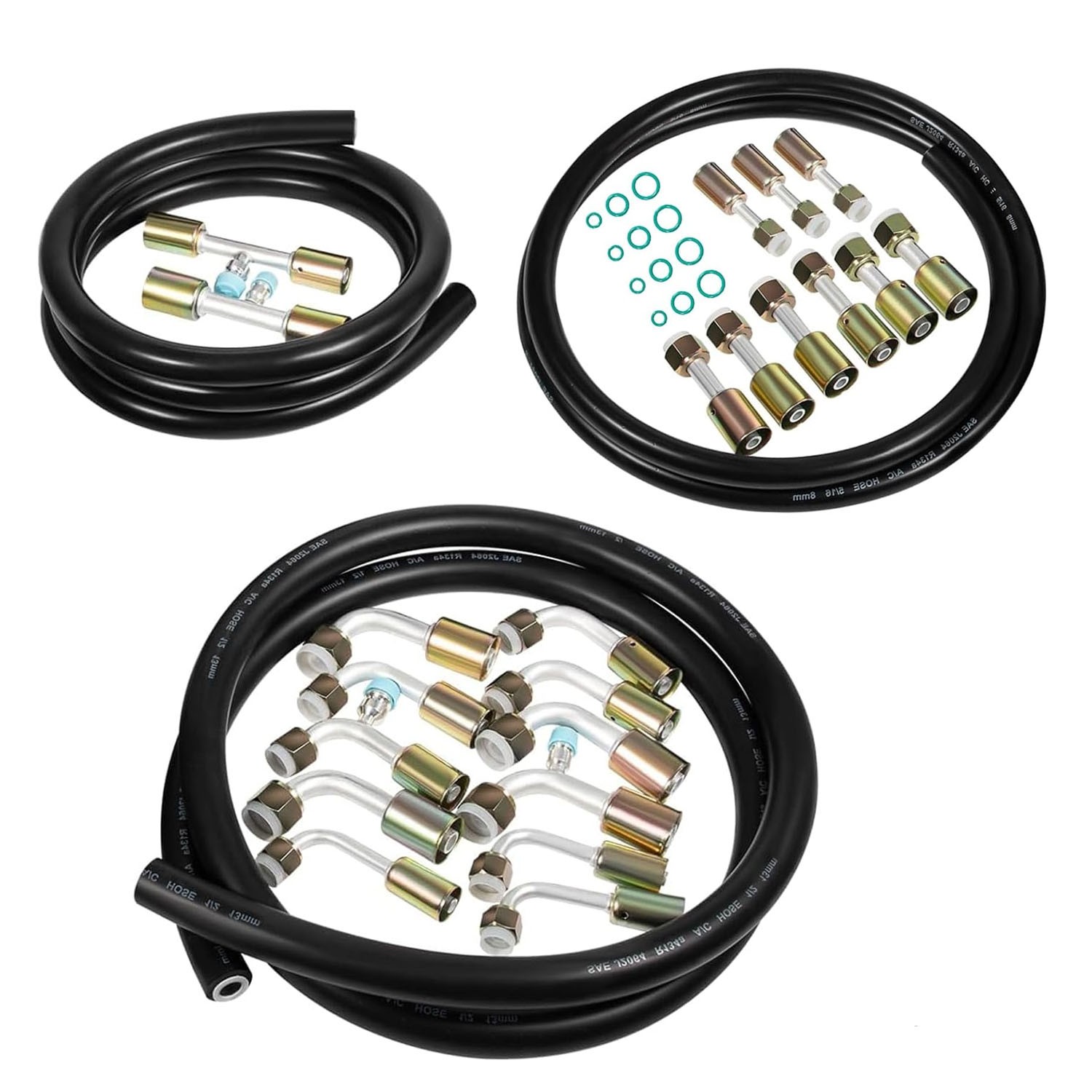 Automotive A/C Air Conditioning Ext Length Hoses Fitting O-ring Kit #6#8#10 Hose