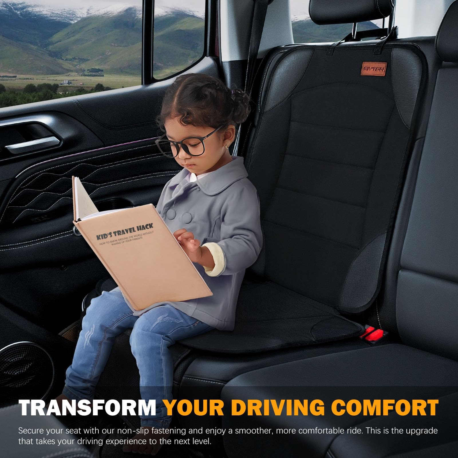 Protector de asiento de coche para cojín de asiento infantil para asientos de cuero y tela, 2 mes...- - Image 3