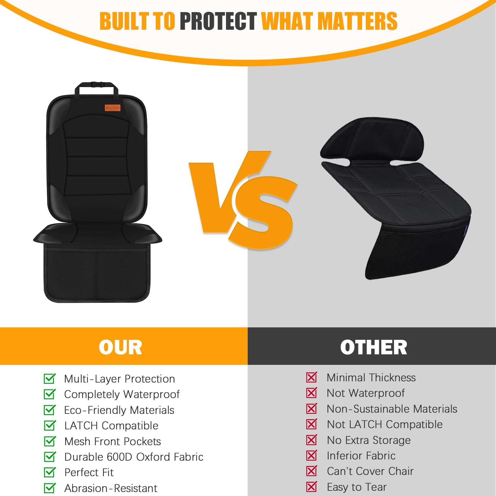 Protector de asiento de coche para cojín de asiento infantil para asientos de cuero y tela, 2 mes...- - Image 5