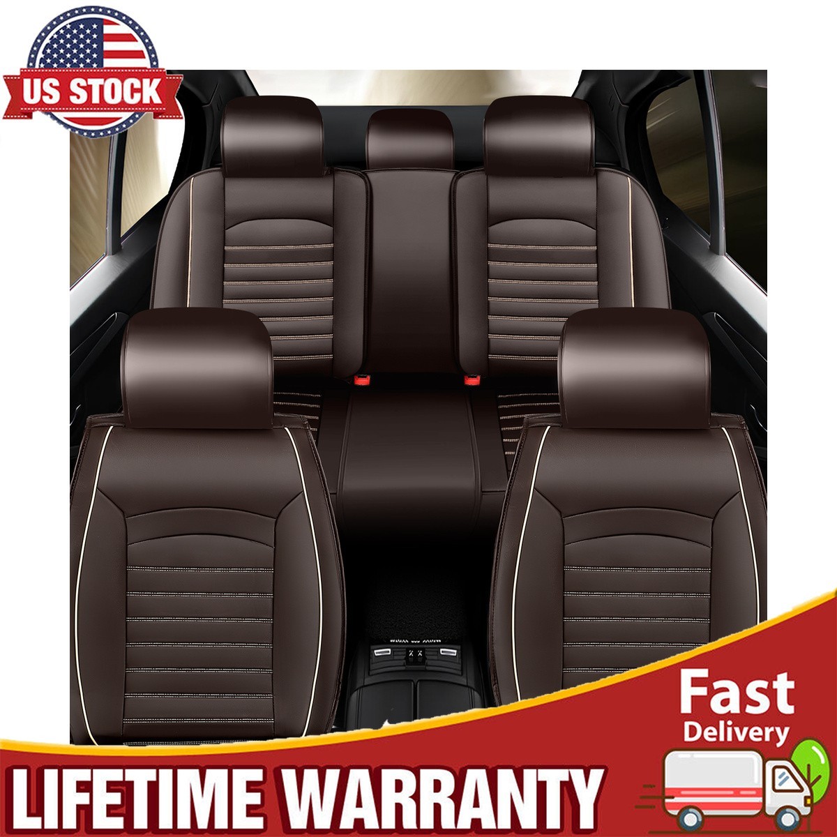 Fundas de asiento de coche de cuero para Toyota RAV4 delantero trasero 5 asientos cuero 5 asientos fusión-
