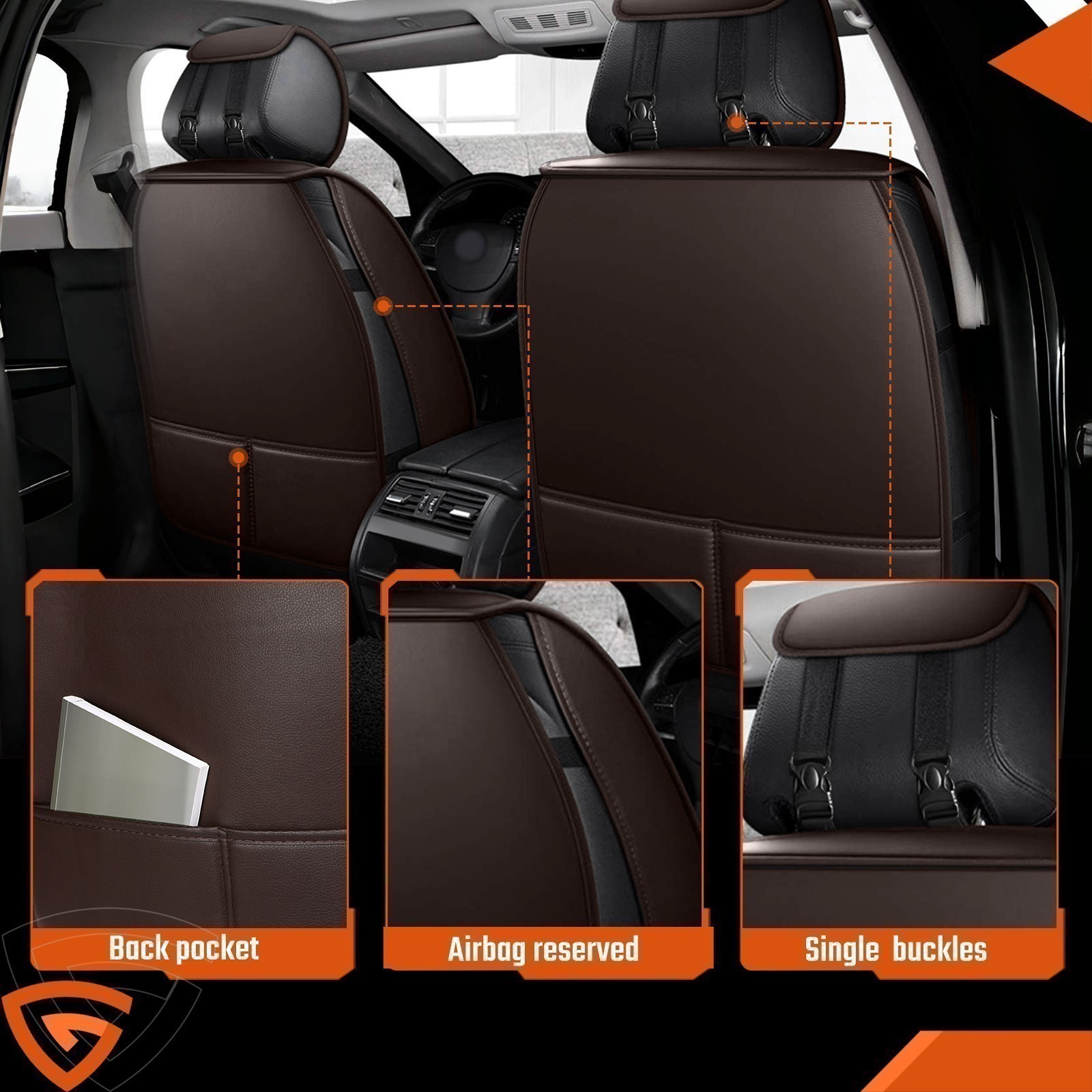 Fundas de asiento de coche de cuero para Toyota RAV4 delantero trasero 5 asientos cuero 5 asientos fusión- - Image 5