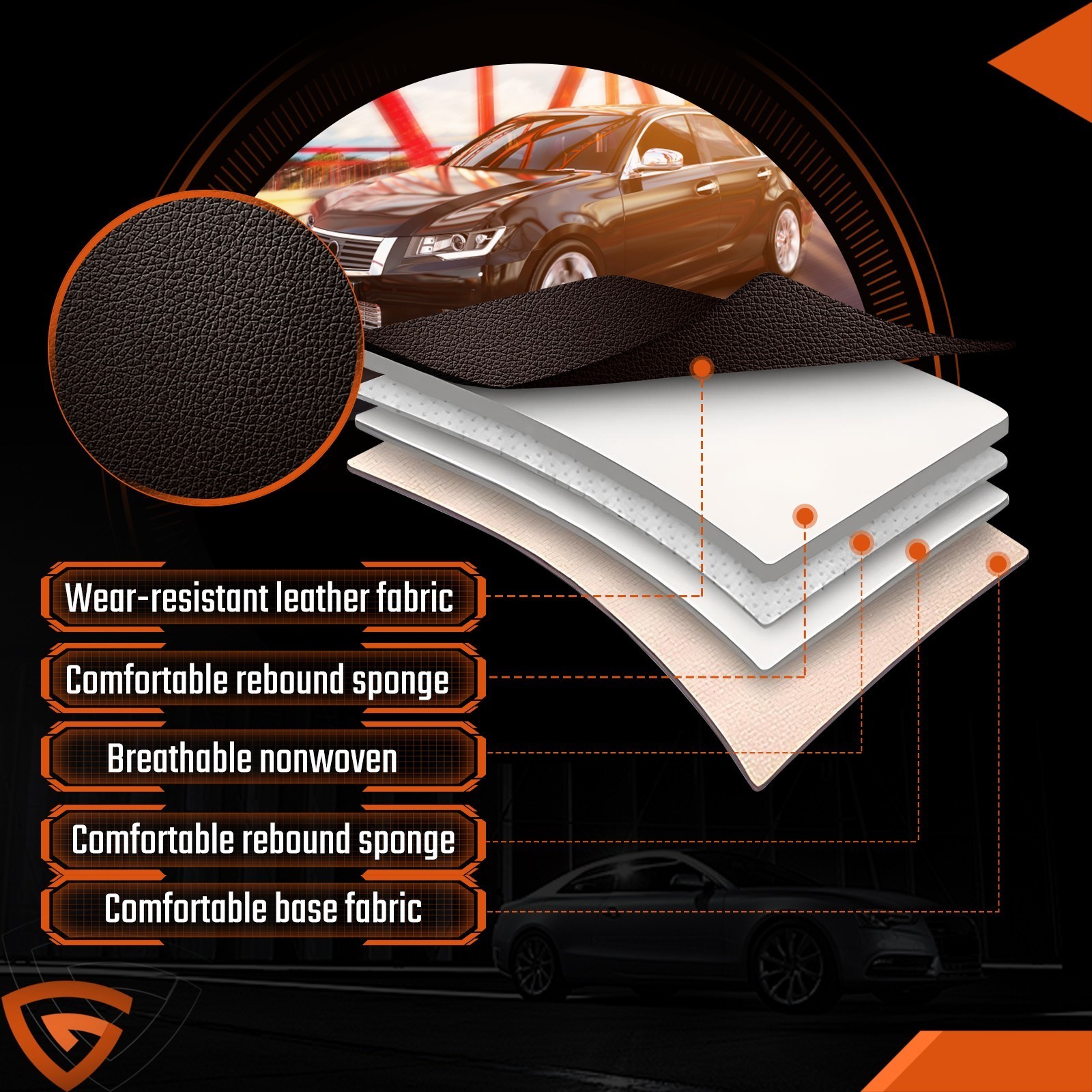 Fundas de asiento de coche para Toyota RAV4 cojín de cuero 5 asientos cuero delantero trasero NUEVO- - Image 5