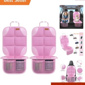 Protector de asiento de coche, paquete de 2 fundas de asiento de coche, protector de asiento debajo del asiento de coche de bebé...-