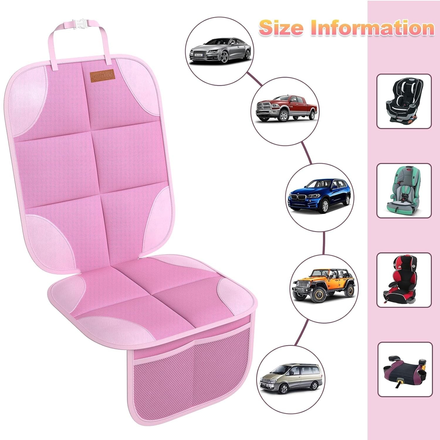 Protector de asiento de coche, paquete de 2 fundas de asiento de coche, protector de asiento debajo del asiento de coche de bebé...- - Image 4