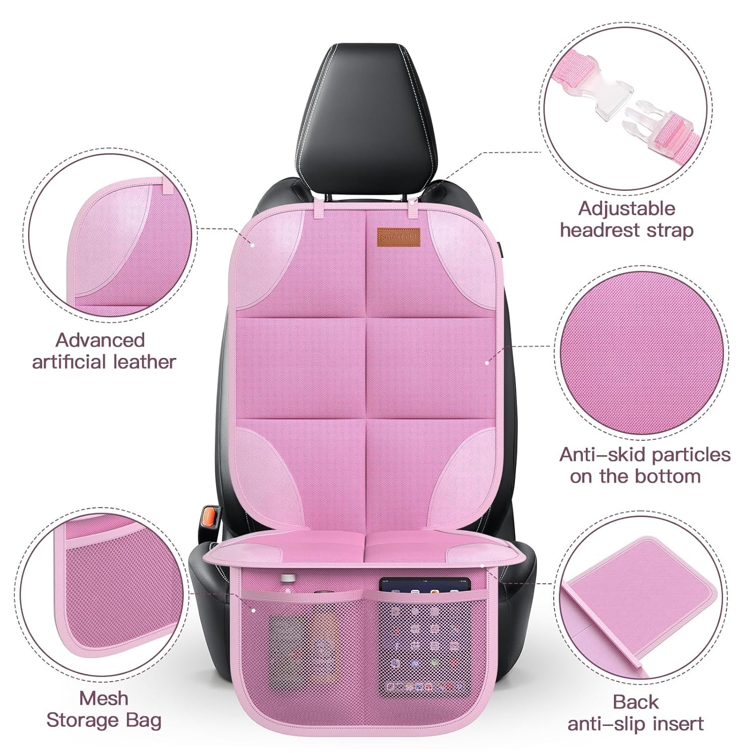 Protector de asiento de coche, paquete de 2 fundas de asiento de coche, protector de asiento debajo del asiento de coche de bebé...- - Image 5
