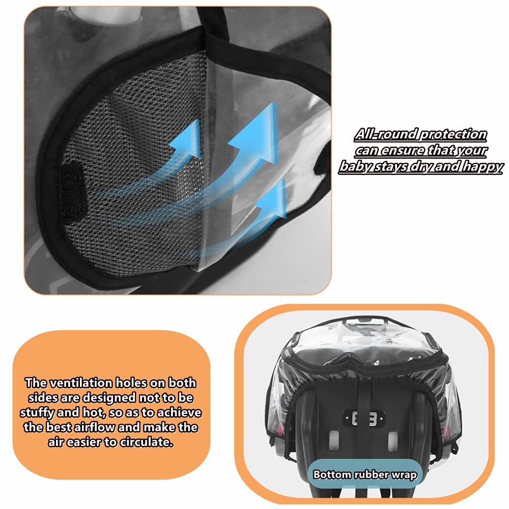 Cubierta de lluvia universal para asientos de coche de bebé protector contra el clima infantil portabebés lluvia...- - Image 4