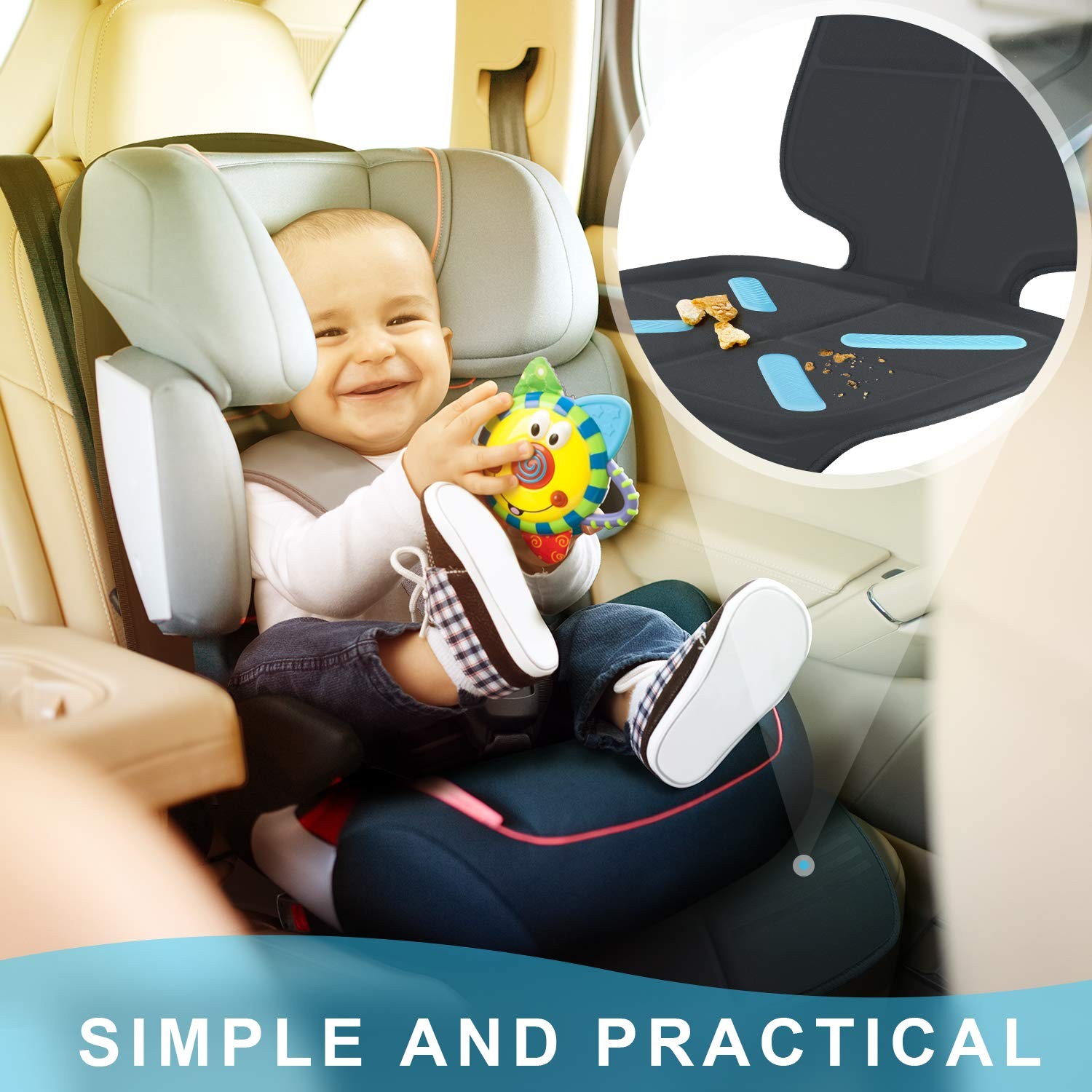 Protector de asiento de coche para asientos de coche de bebé niño, alfombrilla cubierta de asiento de coche Shynerk para- - Image 5