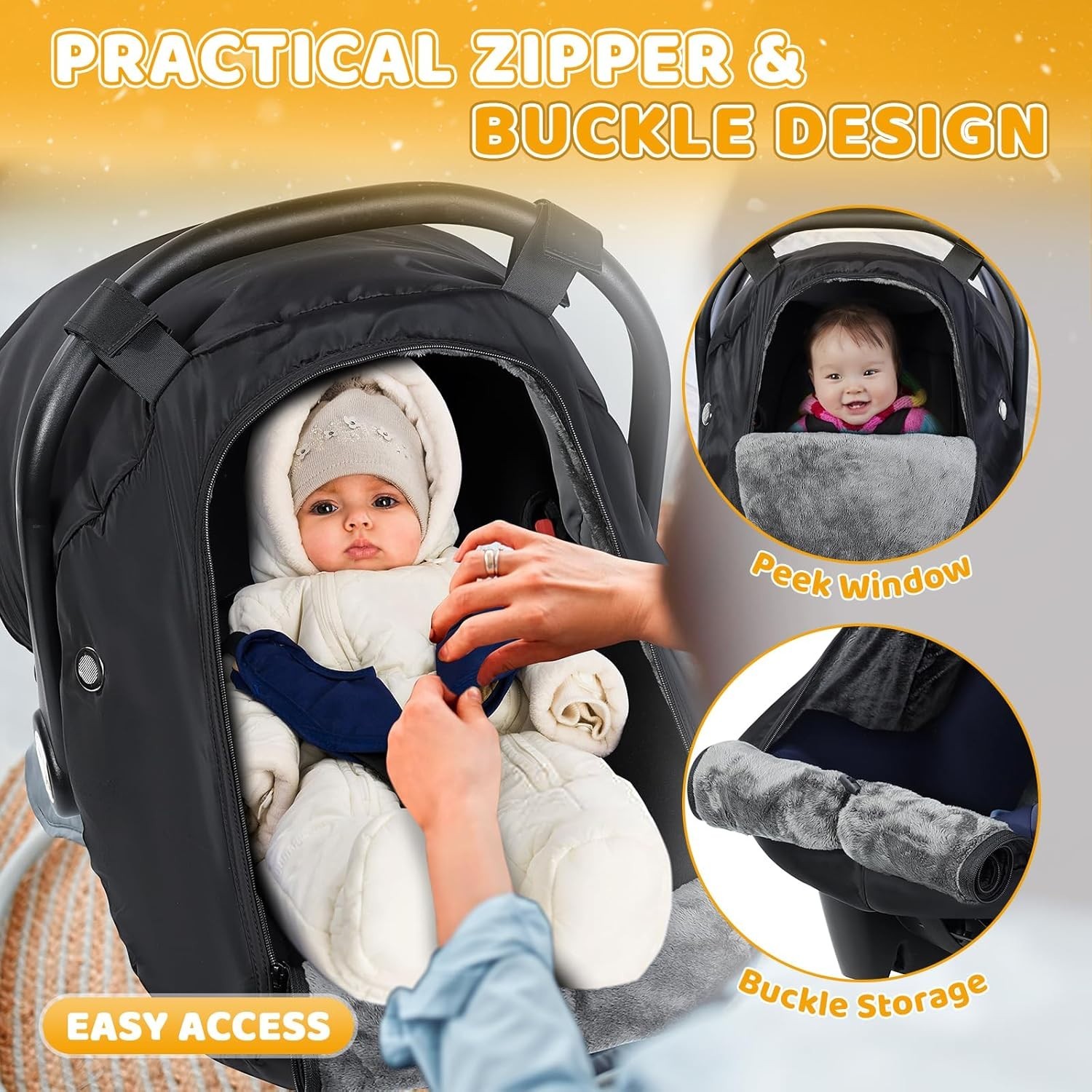 Funda de asiento de coche de bebé de invierno - Cubierta de asiento de coche impermeable para asientos de coche Doona- - Image 3