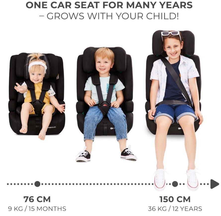KINDERKRAFT Silla de coche para niños KCSAFI02BLK0000 49 cm 44 cm 76-150 PP- - Image 3