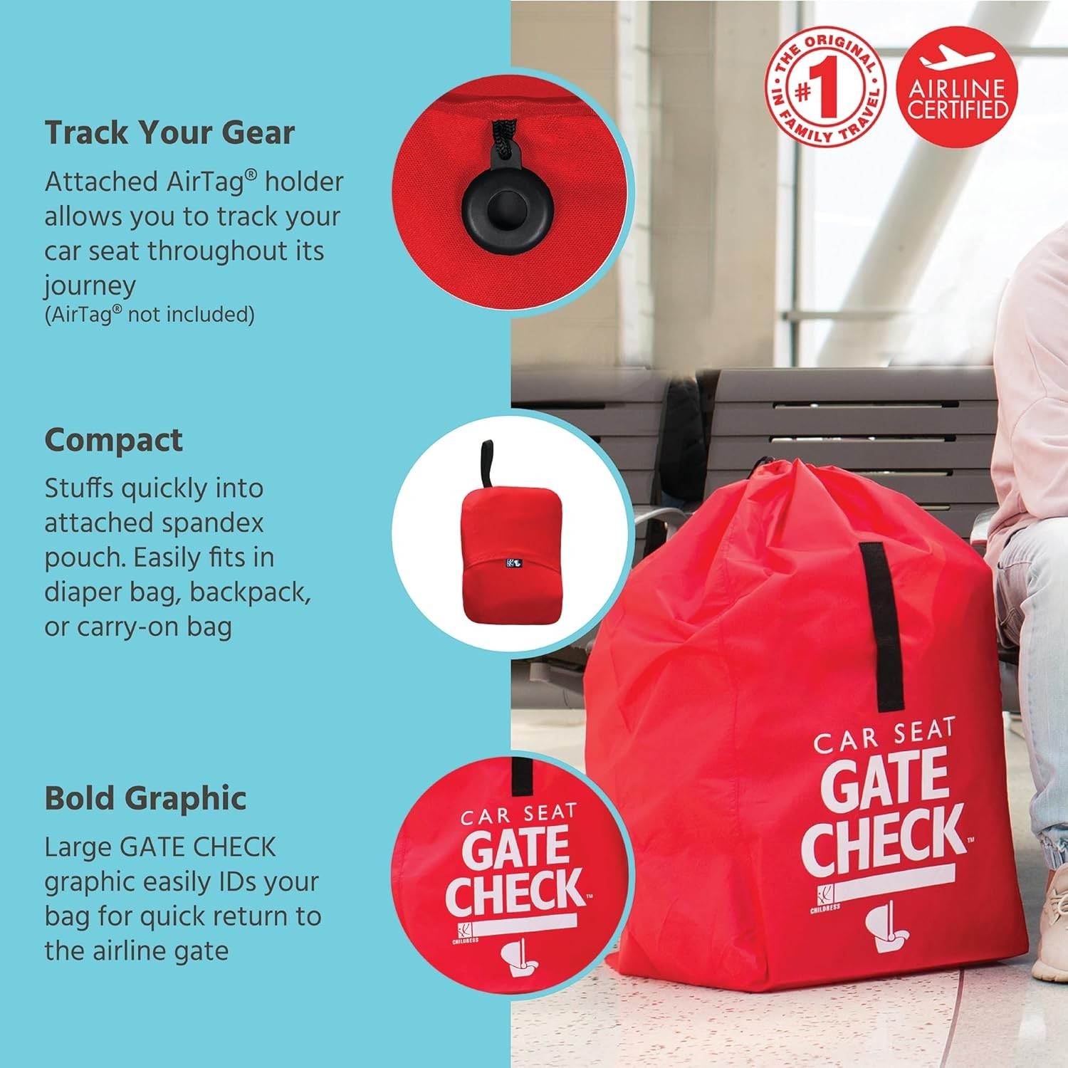 Versátil bolsa de control de puerta para todos los asientos de coche de bebé - Fácil de limpiar y espaciosa, roja- - Image 4
