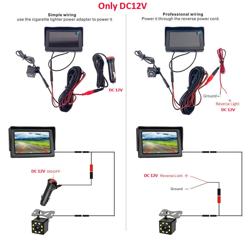 Waterproof Night VisionAHD Car Rear View Reverse Camera w/ 4.3" LCD Monitor - Image 2