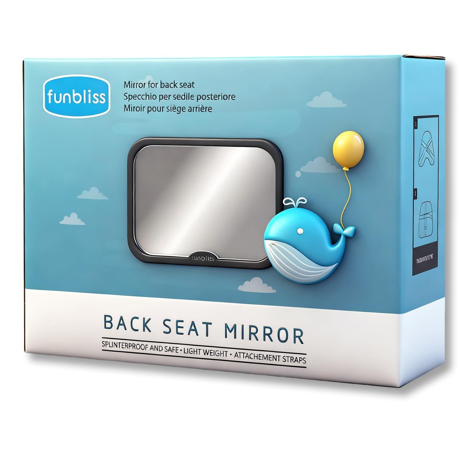 Espejo retrovisor irrompible para coche de bebé para asientos orientados hacia atrás - Fácil instalación, monitores seguros- - Image 2