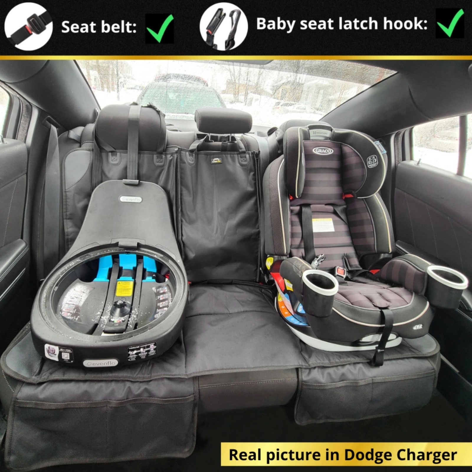 Protector de asiento de coche Caricar, debajo de la cubierta de asientos de coche para niños | Impermeable, 3- - Image 3