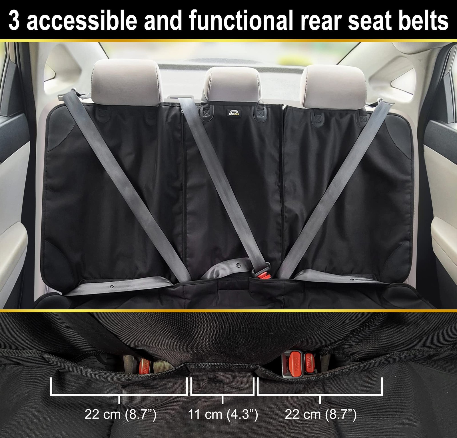 Protector de asiento de coche Caricar, debajo de la cubierta de asientos de coche para niños | Impermeable, 3- - Image 4
