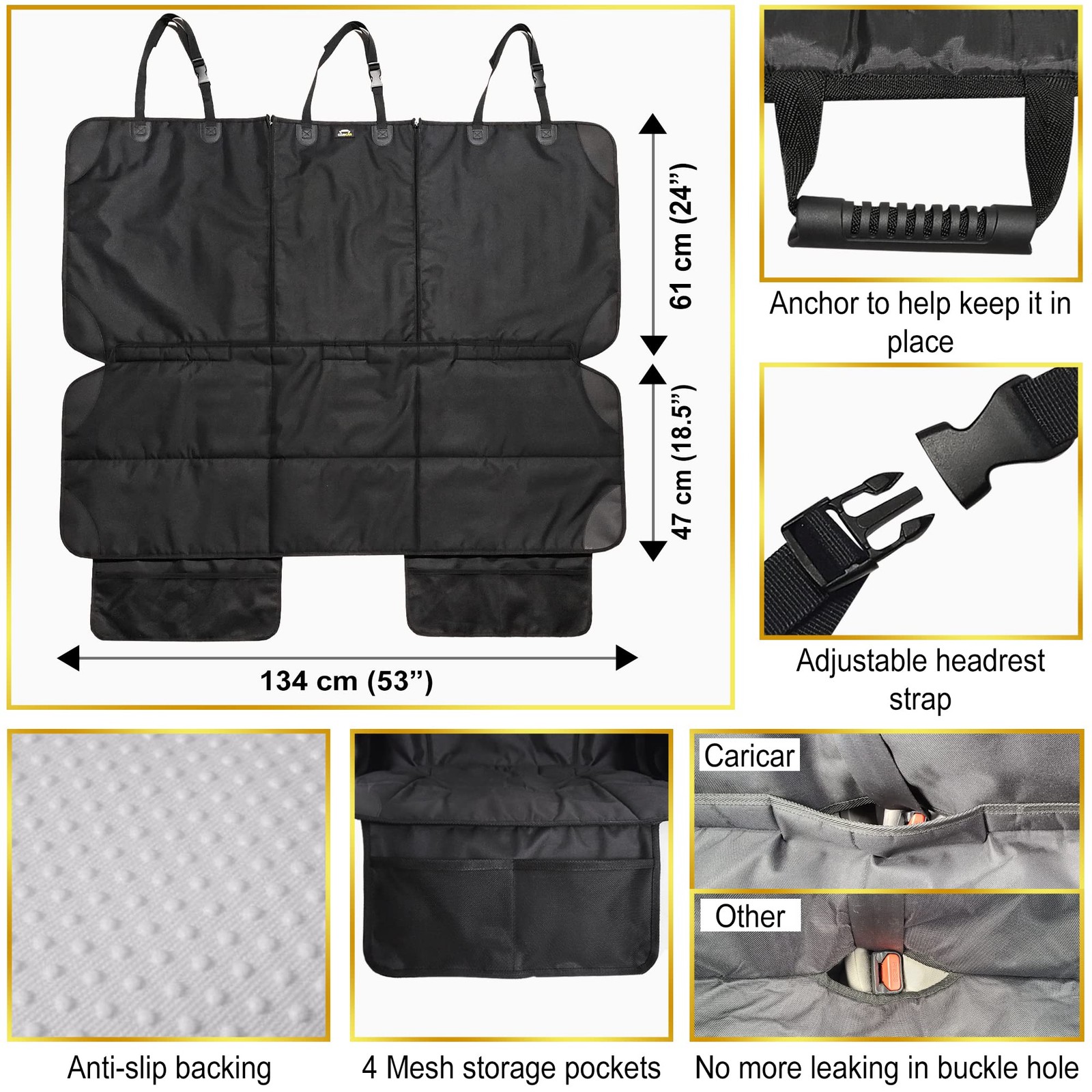 Protector de asiento de coche Caricar, debajo de la cubierta de asientos de coche para niños | Impermeable, 3- - Image 5