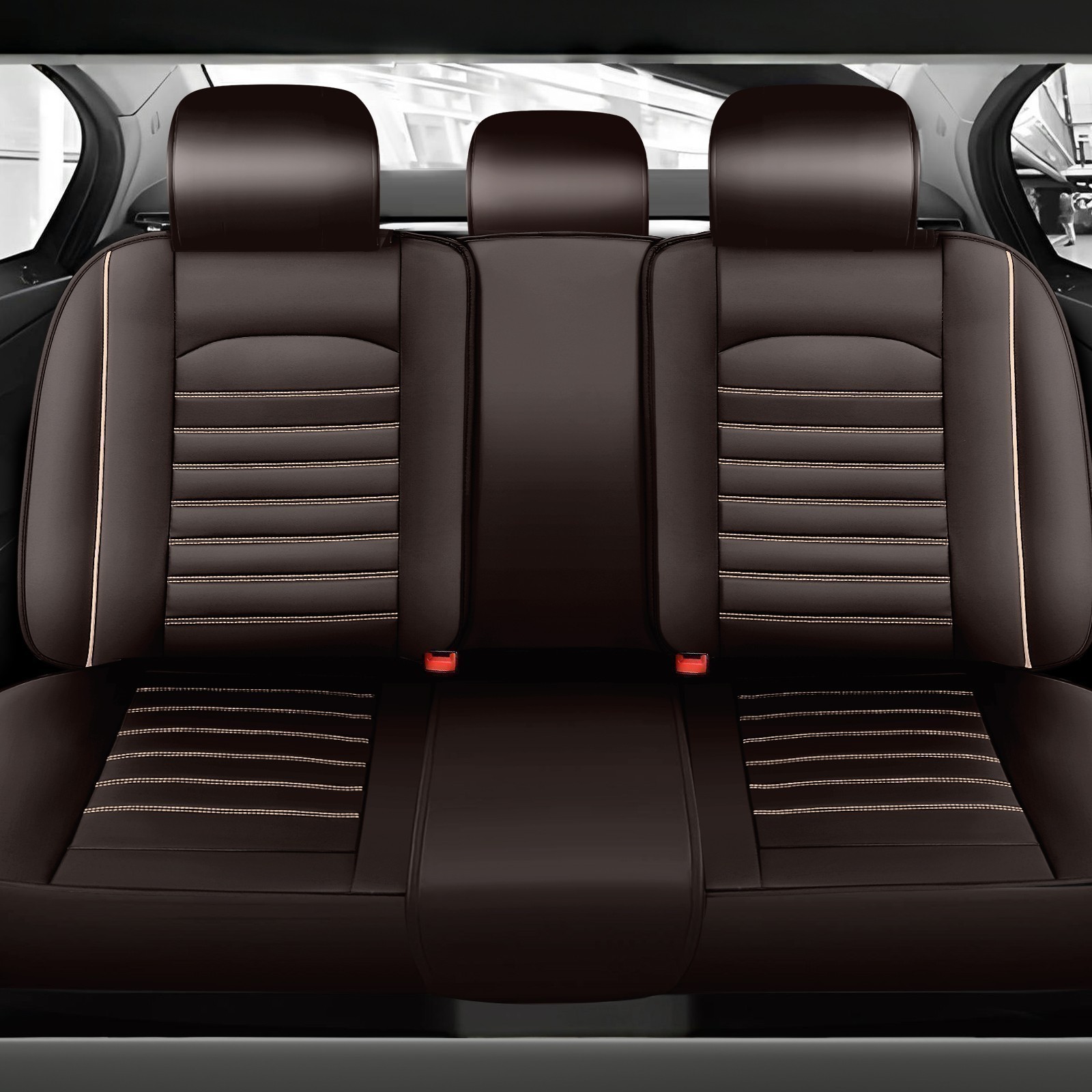 Fundas de asiento de coche de cuero para Toyota Tacoma cojín de cuero delantero trasero NUEVO Lgqnggm- - Image 2