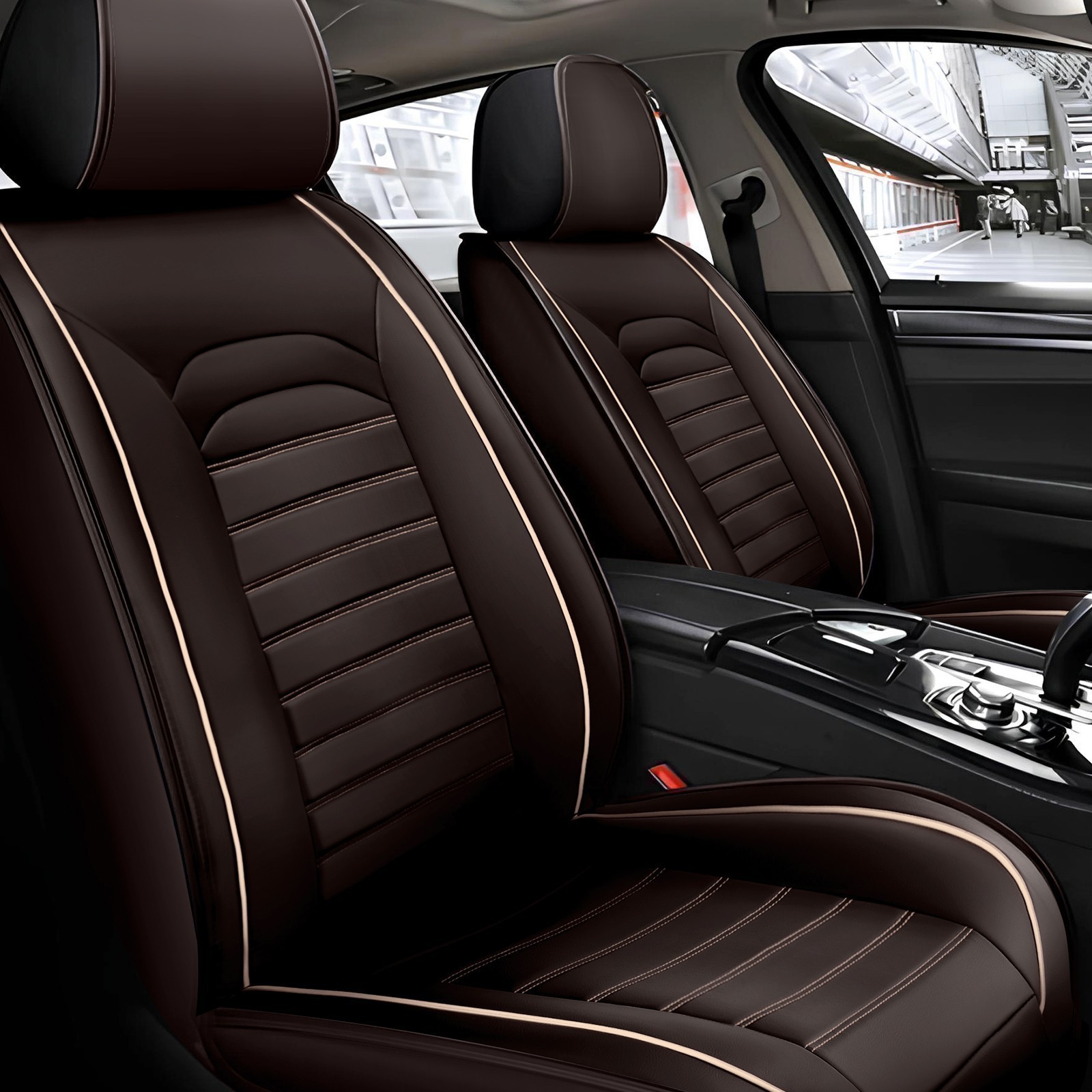 Fundas de asiento de coche de cuero para Toyota Tacoma cojín de cuero delantero trasero NUEVO Lgqnggm- - Image 4