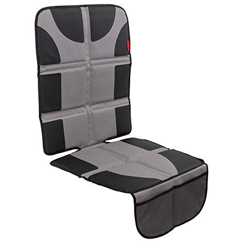 Protector de asiento de coche para asiento de coche de bebé - acolchado grueso, 2 mallas de almacenamiento gris- - Image 2