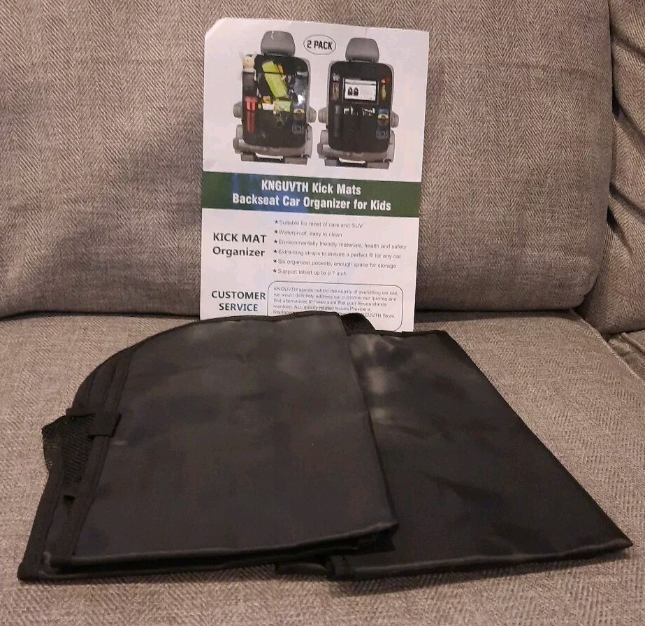 Paquete de 2 alfombrillas organizadoras de asiento trasero para automóvil KNGUVTH protectores de respaldo para asiento de automóvil negras-