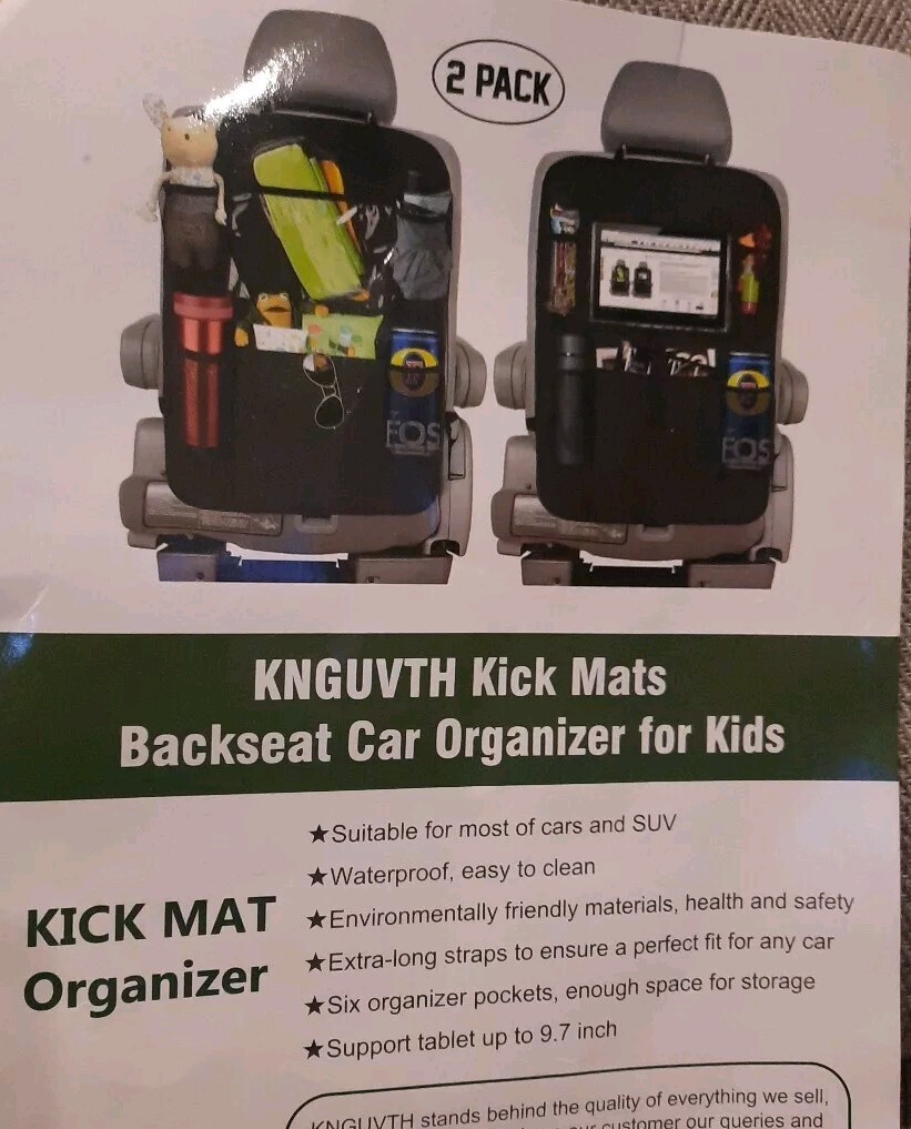 Paquete de 2 alfombrillas organizadoras de asiento trasero para automóvil KNGUVTH protectores de respaldo para asiento de automóvil negras- - Image 2