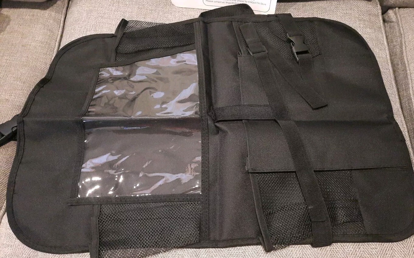 Paquete de 2 alfombrillas organizadoras de asiento trasero para automóvil KNGUVTH protectores de respaldo para asiento de automóvil negras- - Image 3