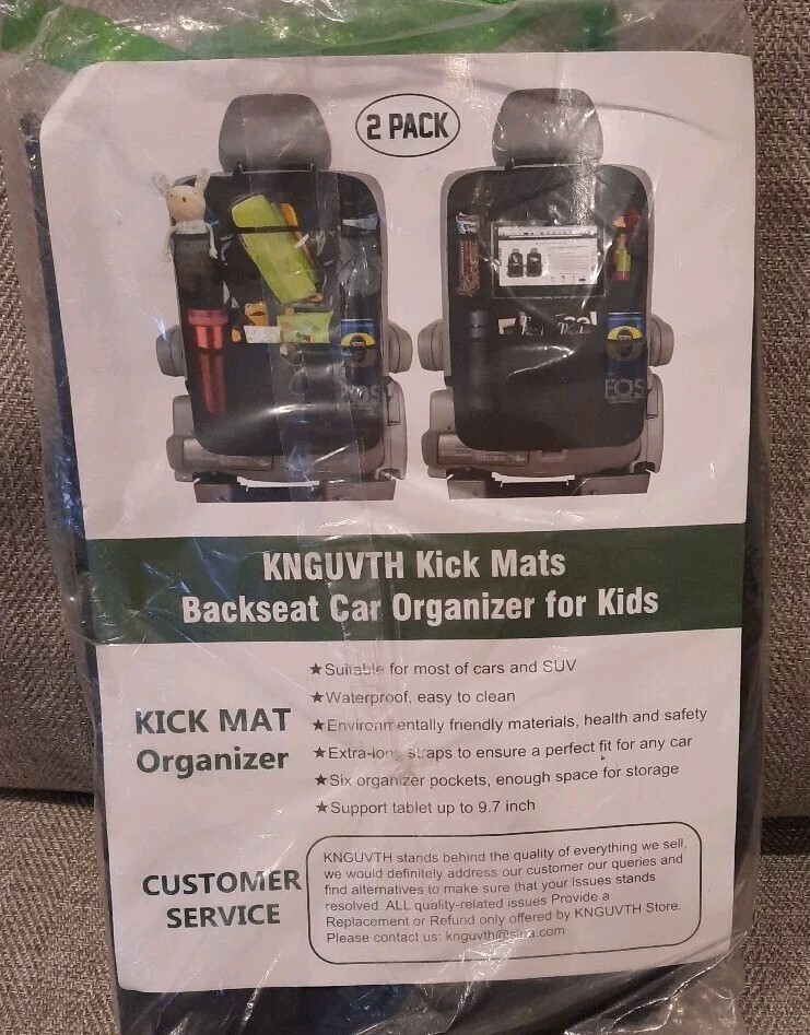 Paquete de 2 alfombrillas organizadoras de asiento trasero para automóvil KNGUVTH protectores de respaldo para asiento de automóvil negras- - Image 4