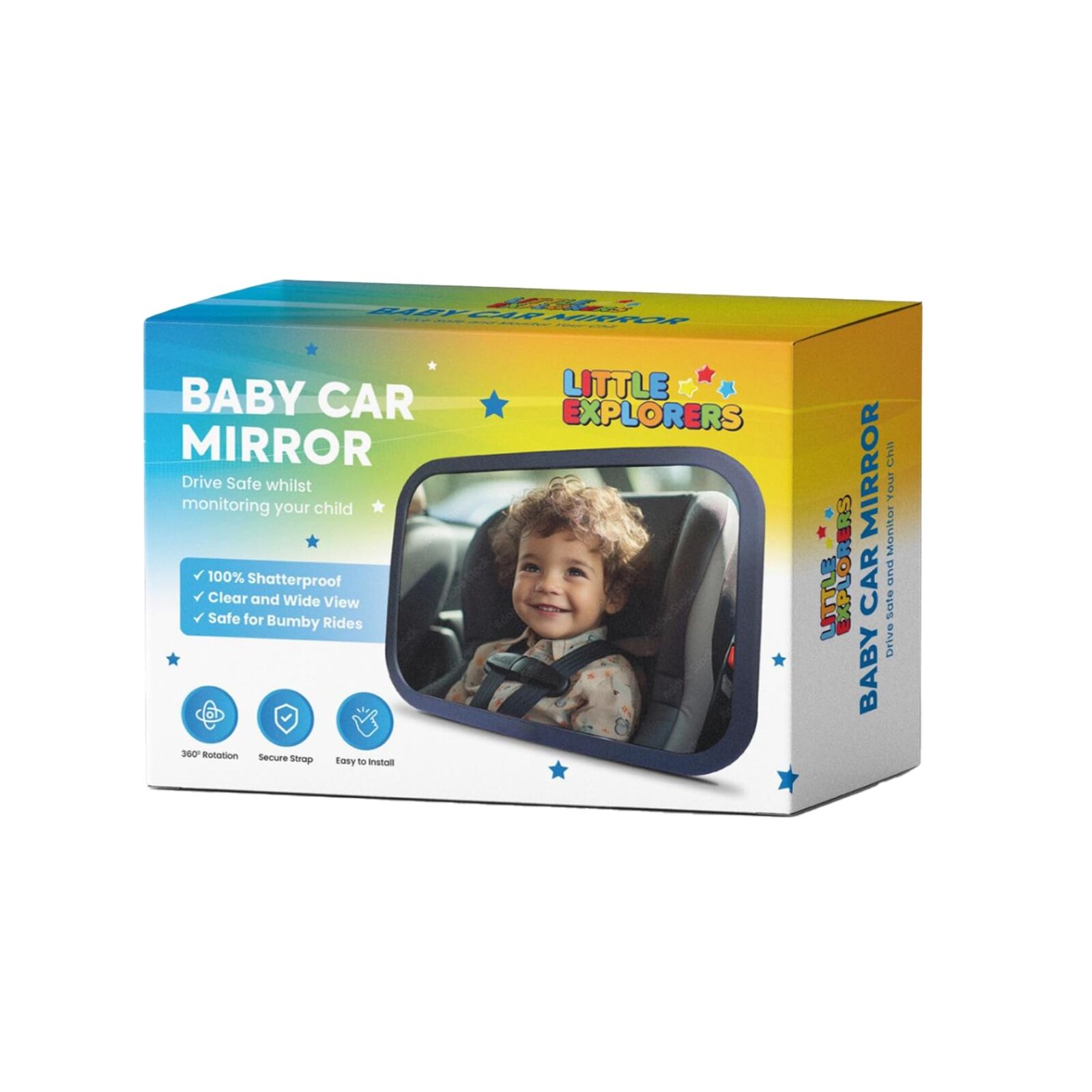 Espejo retrovisor coche bebé LittleExplorers para asiento trasero - vista trasera segura irrompible-