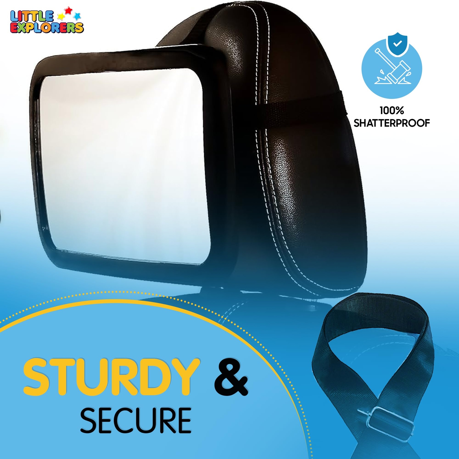 Espejo retrovisor coche bebé LittleExplorers para asiento trasero - vista trasera segura irrompible- - Image 3