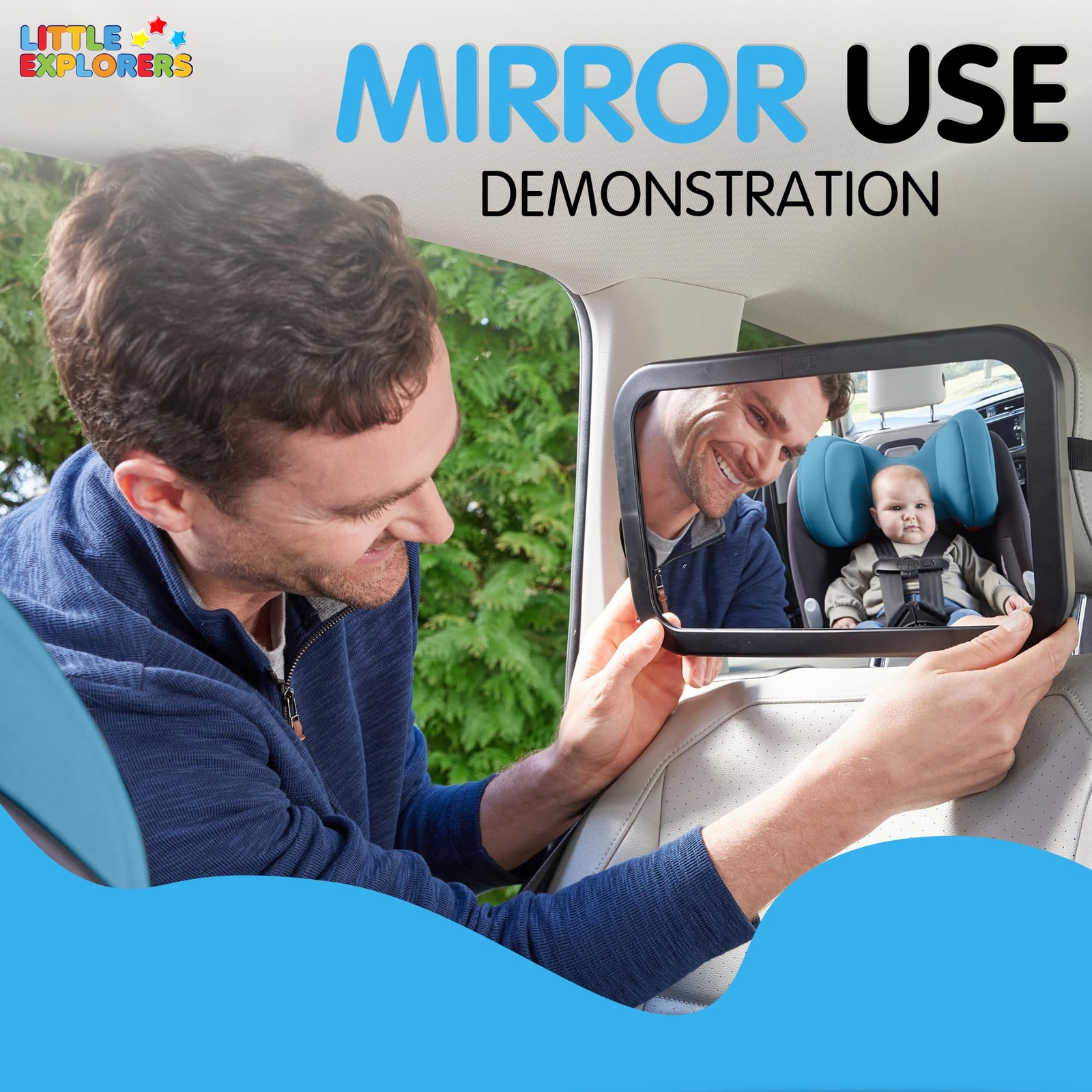 Espejo retrovisor coche bebé LittleExplorers para asiento trasero - vista trasera segura irrompible- - Image 5