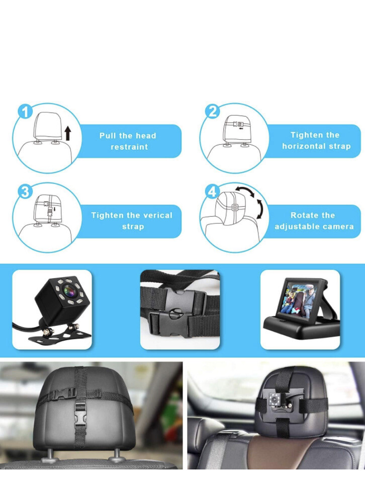 Espejo Coche Bebé Itomoro, Vista Infantil en Asiento Trasero con Ancho Cristal Transparente- - Image 3