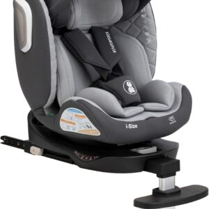 Asiento de Coche Bebé Vasacava Giratorio 360° I-Size R129 ISOFIX con Soporte Pierna Recién Nacido-