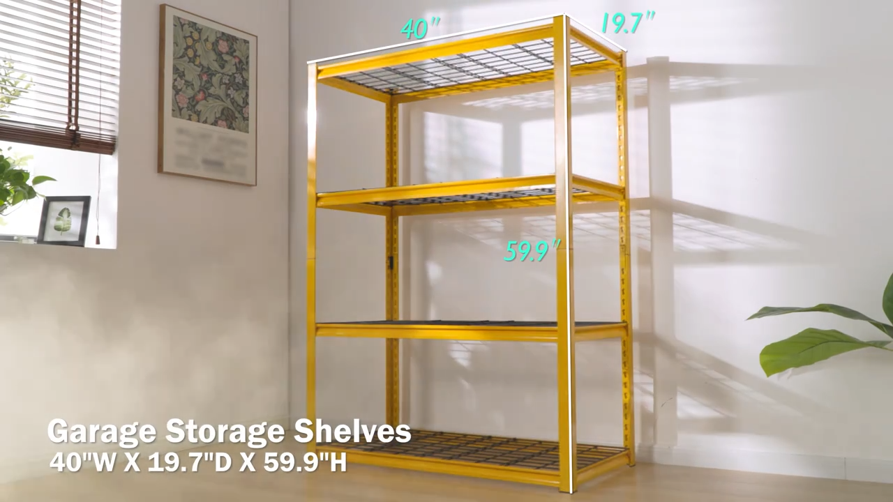 Heavy Duty Garage Storage Shelving 4-Tier Metal Rack Adjustable 40in Utility - Image 2