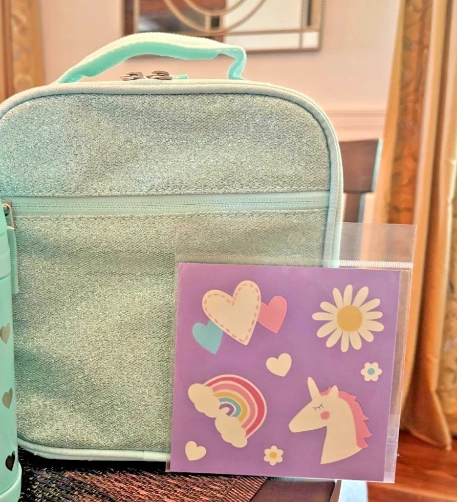 Juego de regalo Pottery Barn para niños lonchera escolar vacaciones Disney viaje GLITTER FROZEN-