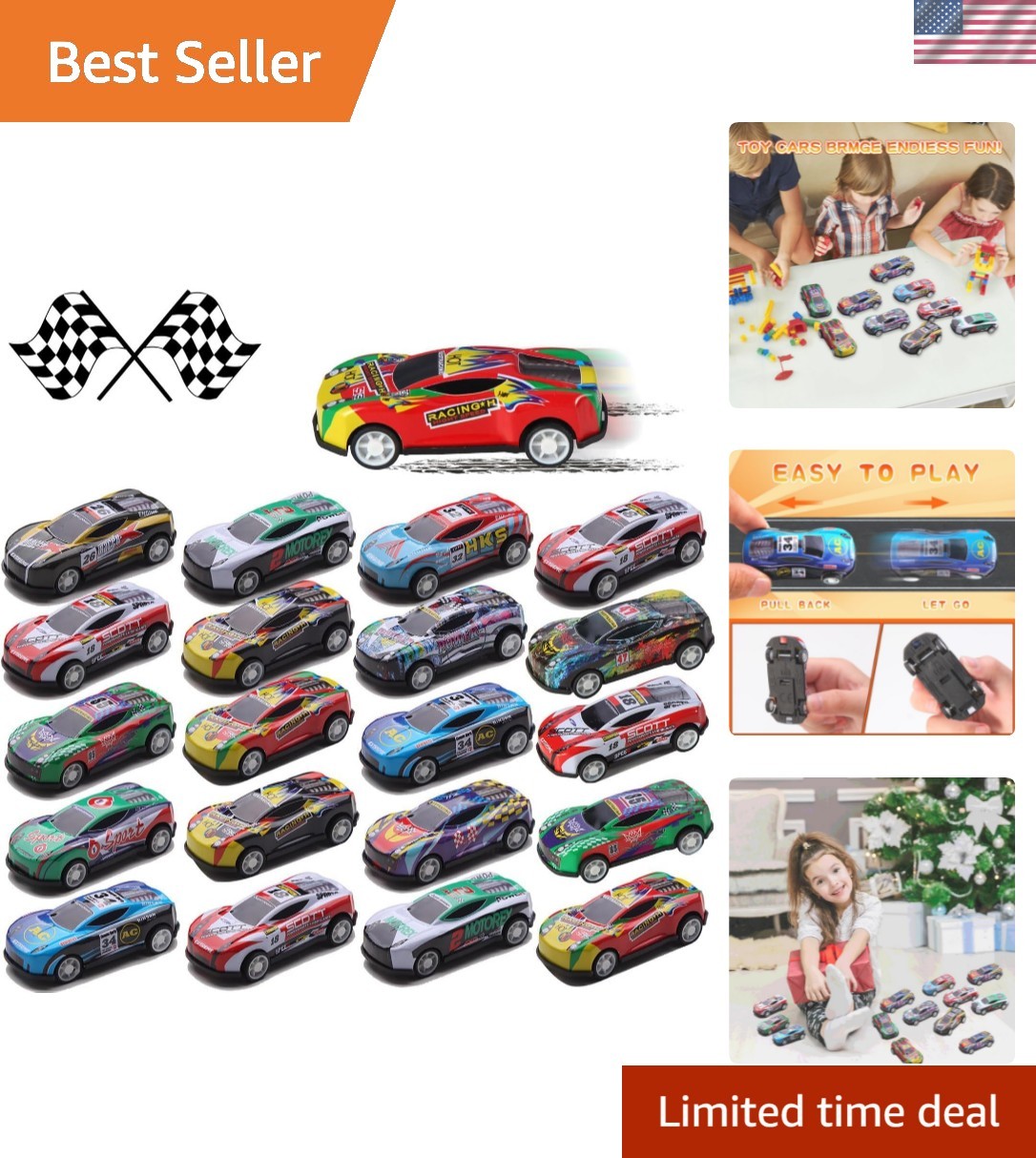 Paquete de 30 mini coches retrocededores - coloridos favores de fiesta para niños y niños pequeños-