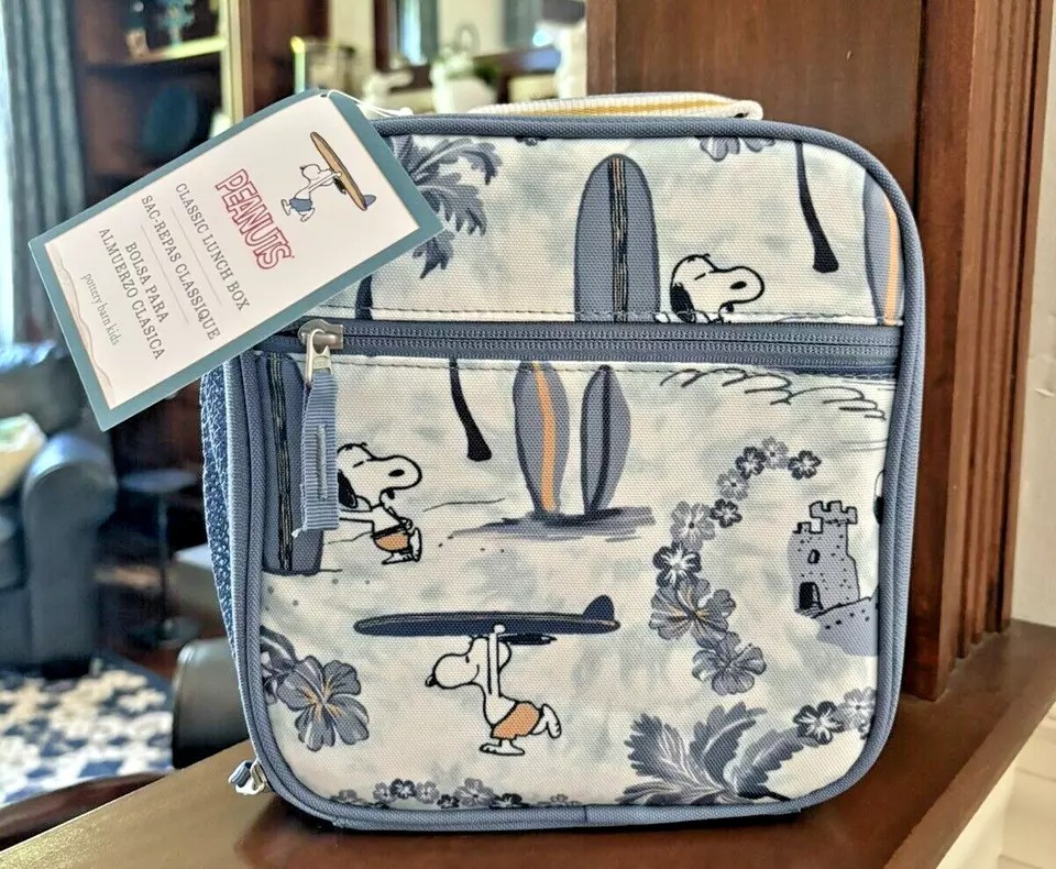 Caja de almuerzo escolar Pottery Barn para niños vacaciones Disney viaje SNOOPY SPORT regalo nueva-